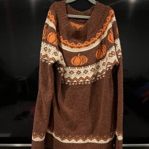 Maurices Brown and Orange Cowl Neck Sweater